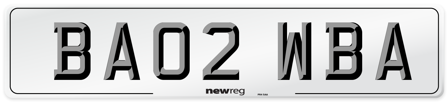 BA02 WBA Number Plate from New Reg